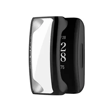 התיק עם מגן מסך עבור מכשיר ה Fitbit השראה 2 פנוי/שחור TPU+זכוכית מחוסמת，אנטי שריטה ואנטי התנגשות