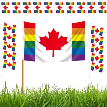 התקדמות גאווה דגלים באנר קנדה דגלים דגל הגאווה להגדיר התקדמות הקנדי הגאווה דגל לאומי עיצוב מכוניות משאיות