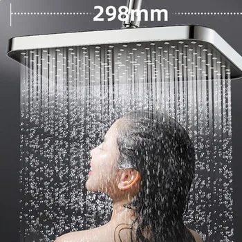 התקרה מותקן ראש מקלחת לחץ גבוה זרימה גדולה ABS גשמים ראש מקלחת מרובע שחור כסוף מקלחת Bahroom אביזרים