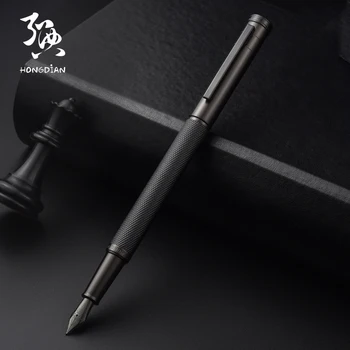 זה Hongdian טיטניום היער השחור עט קליגרפיה תלמיד עסקים במשרד נשים קופסאות 1850 מתנה עט דיו
