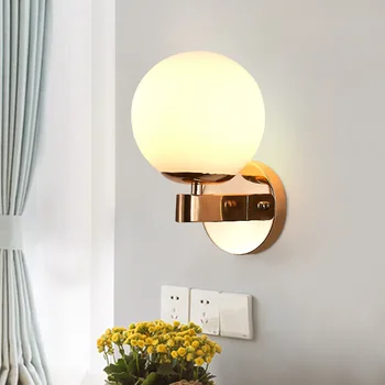 זהב כסף זכוכית, מנורת קיר מודרני אורות קיר עבור בית עיצוב חדר השינה מנורה תעשייתי עיצוב Led מראת האמבטיה גופי תאורה