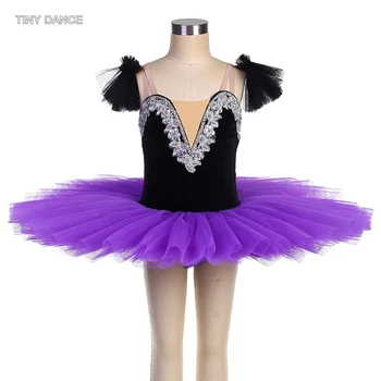 זעיר לרקוד קטיפה שחורה חלק עליון למבוגרים בנות מקצועי ריקוד בלט חצאית טוטו על ביצועים תחפושת בלרינה 11 גודל BLL539