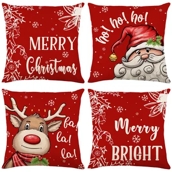 חג המולד כרית כיסוי על הספה 2023 סנטה קלאוס אייל צבי ציפות עיצוב הבית דקורטיבי כרית כיסוי עבור הסלון.