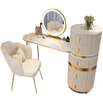 חדר שינה בסגנון איטלקי אור יוקרה שולחן איפור בסגנון ארון לאחסון משולב דירה קטנה איפור שולחן אבן הרישוי.