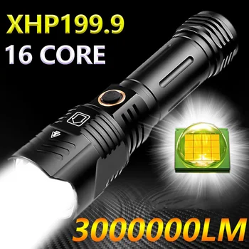 חדש 3000000LM חזק פנס XHP160 LED 16 הליבה Waterproof IPX5 זום לפיד נטענת USB ארוך Enduranc המנורה