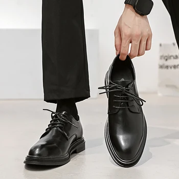 חדש באיכות גבוהה עור פו גברים Brogues נעלי שרוכים בולוק לבוש עסקי גברים נעלי אוקספורד זכר רשמי נעליים B221