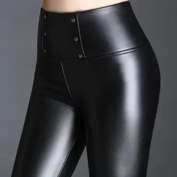 חדש לנשים חותלות דמוי עור מכנסיים אביב האופנה ליידי מכנסיים סקסי, רזה חזק בכיס כפתור הנשי, מכנסיים ארוכים T591