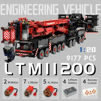 חדשות היי-טק MOC 1:20 LTM11200 Liebherrr שליטה מרחוק קריין בניין לבנים הנדסת חשמל פונקציות צעצועים למבוגרים