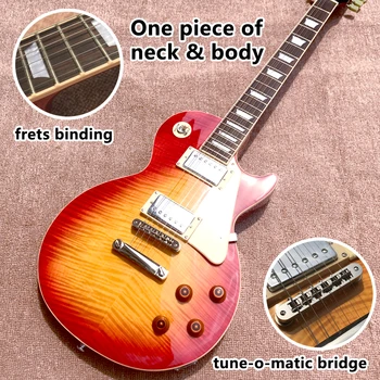 חנות אישית, תוצרת סין, LP Sandard באיכות גבוהה גיטרה חשמלית,חלק אחד של הגוף & הצוואר, הסריגים מחייב, Tune-o-Matic גשר