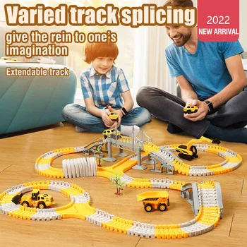 חשמלי לעקוב אחר מכונית צעצוע הנדסה מכוניות צעצועים של ילדים לעקוב אחר רכב קטן הרכבת Diy צעצועים לילדים מתנת יום