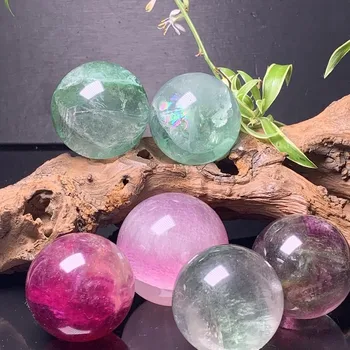 טבעי קריסטל ממתקים צבעוניים פלואוריט כדור כדור קישוטים עם קשת ליטוש המשרד הביתי קישוטים