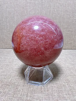 טבעי תות קוורץ כדור בצורה חופשית, גילוף רייקי ריפוי אבן לקישוט הבית מתנה מעולה