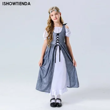 ילדים בנות הרנסנס בציר שמלה ילדים הגותית של ימי הביניים התחפושת Maxi שמלות ליל כל הקדושים מסיבת קרנבל Roleplay תלבושת