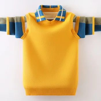 ילדים כותנה סוודרים 3-17T ילדים האביב-חורף חם ' קט ילדים Pullovers שרוול ארוך צווארון סרוג איכות סוודרים