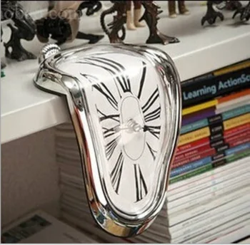 יצירתי מושב פיתול שעון נמס שעון שולחן פינת שעון ספרות רומיות השעון ישר זווית רטרו דפורמציה שעון זמן