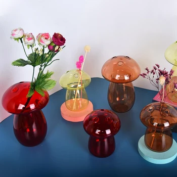 יצירתי פטריות אגרטל זכוכית צמח הידרופוני חממת אמנות צמח הידרופוני השולחן אגרטל זכוכית עבודות יד DIY ארומתרפיה בקבוק