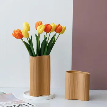 יצירתי פסים האגרטל על פרחים מיובשים קישוט הבית באביזרים פשוטים סלון שולחן קישוטים סידור פרחים באגרטל.