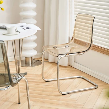 כביסה מודרנית כסאות מטבח מפלסטיק שקוף כיסאות במשרד בחזרה תמיכה ארגונומי Cadeira Escritorio מעצב רהיטים
