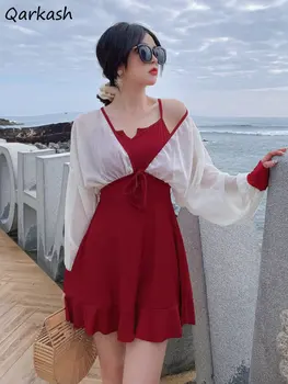 כיסוי נשים קרם הגנה בקיץ Beachwear קו אופנה קוריאנית שני חלקים סקסי Hotsweet חופשה בגדים עם קו מותן גבוה מזדמן