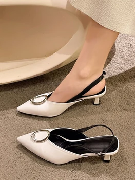 כל-התאמה אבזם בצבע בז ' עם עקבים סנדלים 2023 נשים נעלי בד פלטפורמה גדולים נקבה גודל הנעל השחורה החדשה נוחות עקב Fashio