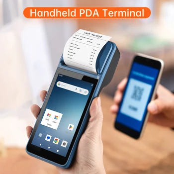כף יד אנדרואיד 11 POS קבלת מדפסת כף יד המסוף 1D סורק ברקוד 2D סריקה 4G NFC קריאה WiFi BT 5.0 אינץ ' מסך מגע
