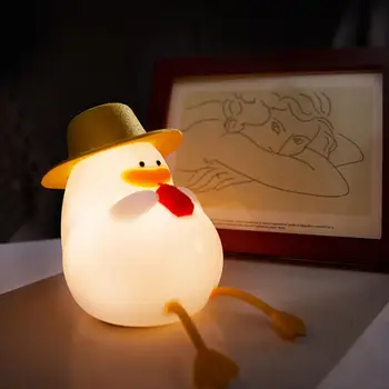 לילה אור סיליקון LED ברווז חופשת חג מתנה יצירתית נטענת השינה אווירה שולחן עבודה עיצוב המנורה
