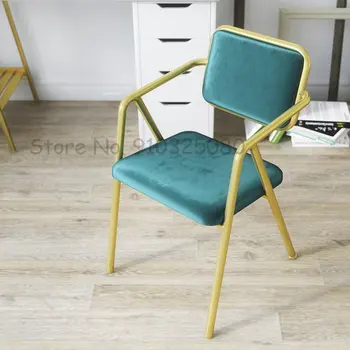 מודרני זהב ברזל קטיפה הכיסא יצירתיים ריהוט חדר שינה איפור כיסאות האוכל הכיסא פשוטה אחת פנאי משענת שרפרפים