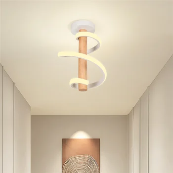 מודרני ספירלת מקל עץ אורות התקרה מקורה הברק נברשת עבור הסלון במעבר נורדי תאורת LED מנורת תקרה במטבח
