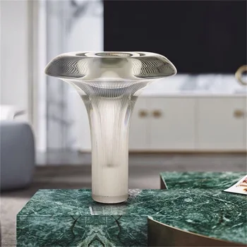 מודרני פטריות מנורת שולחן נורדי עיצוב יצירתי LED גריי זכוכית שולחן אור קישוט הביתה מחקר השינה המנורה על השולחן.