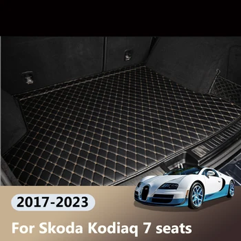 מותאם אישית המטען מחצלות מתאים סקודה Kodiaq 7 מושבים 2017 2018 2019 2020 2023 אביזרי רכב אוניית מטען רפידות רכב אתחול השטיח