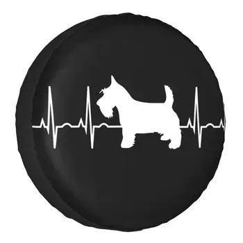 מותאם אישית טרייר סקוטי הכלב פעימות הלב צמיג רזרבי כיסוי עבור סקוטי גלגל רכב מגיני גלגל מגיני עמיד אוניברסלי