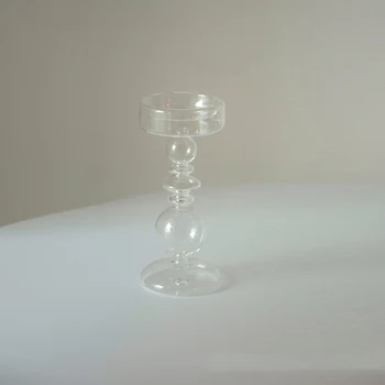 מחזיקי נרות מזכוכית עיצוב עמוד פמוט תה אור הנר מחזיק מודרני נר מקל בעל חיצונית פחת מחזיק נר
