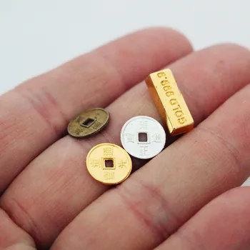 מיני זהב מטילי זהב מטבעות בר הבובות כסף מטיל כסף דגם קישוט 1/6 BJD בית בובות אביזרים מיניאטוריים פריטים