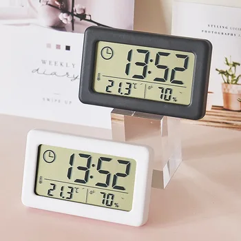 מיני קיר דיגיטלי שעון מעורר שולחני LCD טמפרטורה מד לחות סוללה מופעל טיימר עיצוב הבית