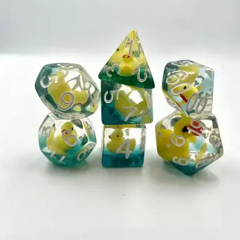 מלא ברווזים חיה DND קוביות 7-למות שולחן המשחק מסיבת המשחק משחק בקוביות D4, D6-D8 D12 D10 D20 אקריליק קוביות Polyhedral TRPG DND