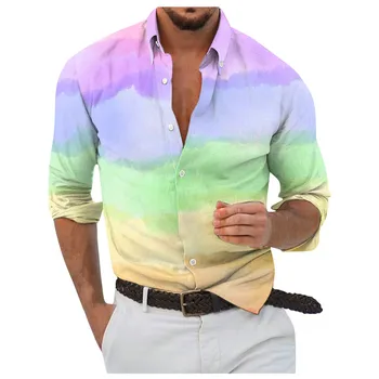 מעצב אביב קיץ גברים חולצות מזדמן 3d הדפסת חולצת הוואי חולצה אופנה מזדמן שרוול ארוך חולצות camisas y blusas
