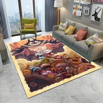 משחק 3D Cuphead ו Mugman Gamer HD השטיח השטיח הביתה הסלון, חדר השינה ספה שטיח עיצוב,ילדים שטיח החלקה שטיח הרצפה