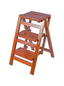 משלוח חינם עץ מלא משק בית רב-תפקודית קיפול סולם שלושה שלבים בסולם הכיסא סולם שרפרף מקורה טיפוס סולם