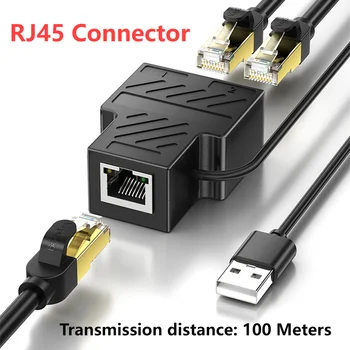מתאם Ethernet כפול RJ45 רשת-Extender 10/100Mbps כבל מאריך 5V נקבה לנקבה כבל ה-Ethernet המרה ספליטר