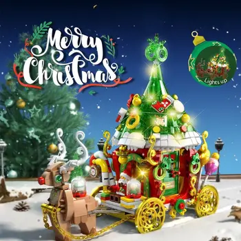 מתנת חג המולד עץ חג המולד מוצר חדש אייל המכונית בלוק תואם לגו תאורה מתנת חג המולד הרכבה, צעצועים