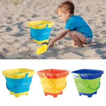 מתקפל דלי חול החוף סל לילדים עם חול חפירה מתקפל דלי סט קיץ מתקפל החוף צעצוע דליים קמפינג