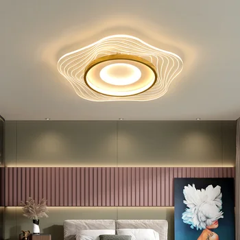 נברשת נורדי תקרת Led מנורת זהב אקריליק יצירתי בצורת פרח Techo השינה חי בחדר האוכל בבית עיצוב תליון אור