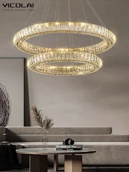נורדי חדש באיכות גבוהה טבעת LED זכוכית קריסטל נברשת יוקרה עבור חדר השינה חי בחדר האוכל HallCeiling הכניסה למשרד עיצוב הבית
