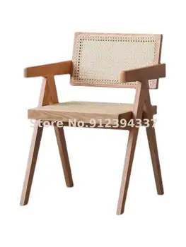 נורדי עץ מלא כורסה מרפסת כיסא הטרקלין נטו אדום קש כיסא איפור בחזרה כיסא יחיד קש הכיסא הביתה פשוט