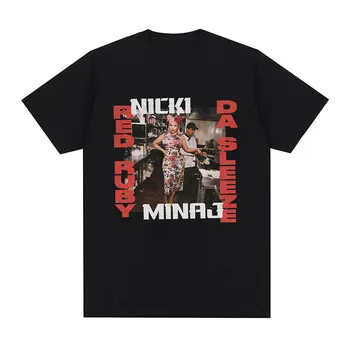 ניקי מינאג '2023 אלבום מוסיקת אדום Buby דה Sleeze דפוס חולצה קיץ לגברים, נשים, וינטאג', היפ הופ-חולצה רחוב הלבשה