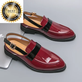 נעלי קיץ עסקי עור אמיתי עבור גברים מעצב אופנה מותג נעלי נוחות גברים של השמלה האדומה נהיגה