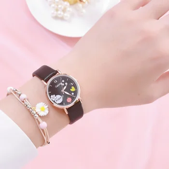 נשים אופנה קוורץ שעון יד עם סגסוגת במקרה עור PU להקה, הלבוש לצפות relógio