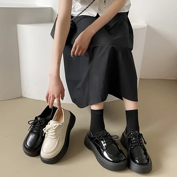 נשים נעלי פלטפורמת אוקספורד בסגנון בריטי נעלי ספורט לבנות הנשית הנעלה כל-התאמת נעלי עור חדש אביזרי שמלת הקיץ