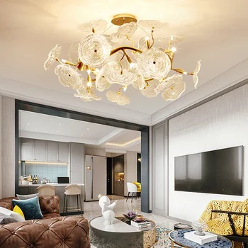 סגנון יצירתי הזהב הוביל השינה עיצוב הבית גופי תאורה מקורה קריסטל מנורת התקרה תאורה נברשת