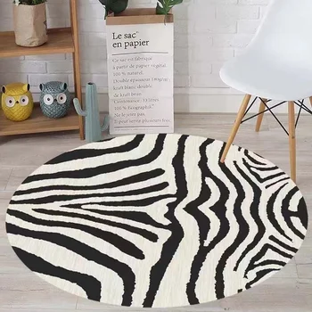 סגנון מודרני שטיחים חדר שינה מינימליסטי קישוט סלון מפואר שטיח זברה תבנית עגולה שטיח הרצפה בבית רחיץ השטיח